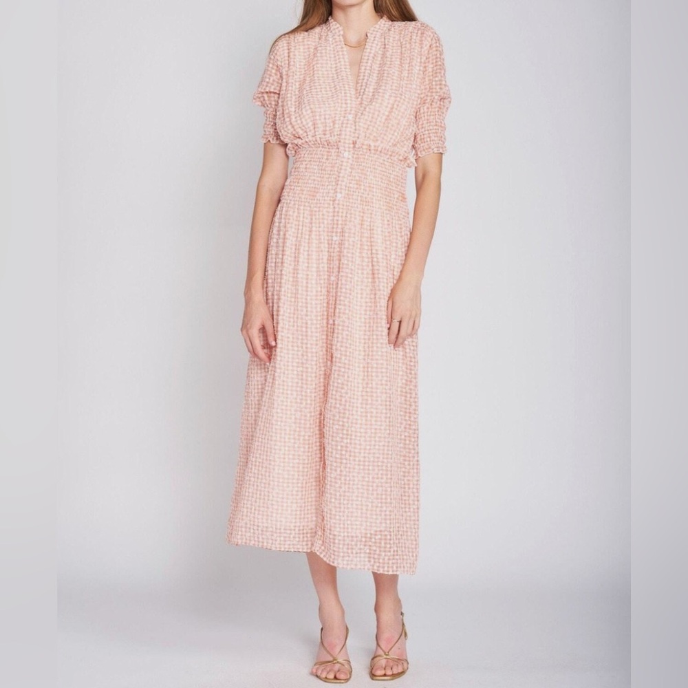 En Saison Caldera Pink Gingham Midi Dress